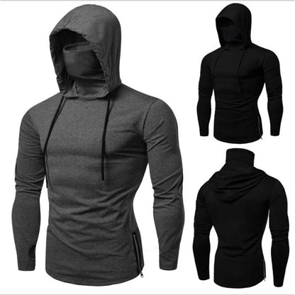 Thin Hoodie Long Sleeve Hoodies With Mask Sweatshirt Casual Splice Large