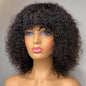 Short Bob Curly Human Hair Ombre Brazilian Remy Hair WIgs With Bangs 180% Density