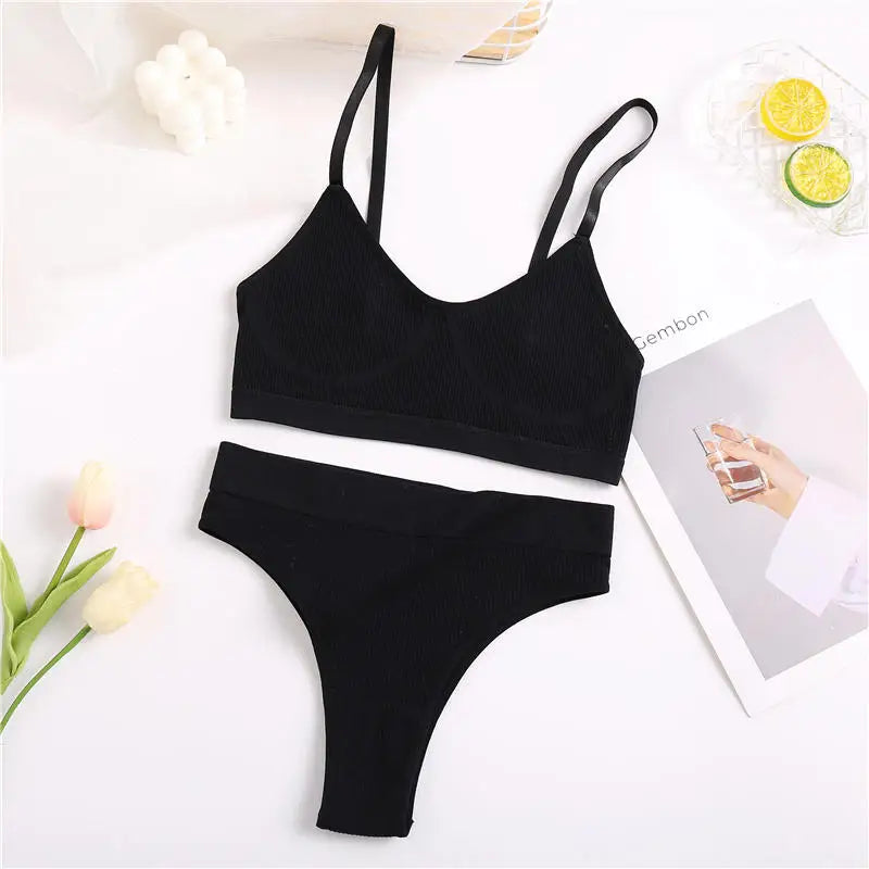 Seamless Underwear Sports Lingerie Brassiere Set Tank Crop Tops