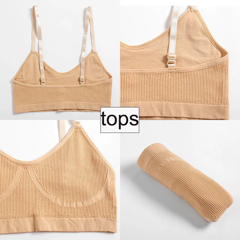 Seamless Underwear Sports Lingerie Brassiere Set Tank Crop Tops