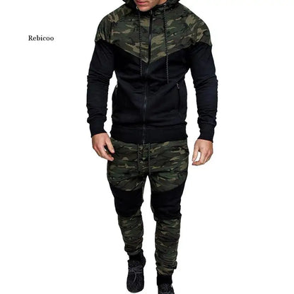 Camouflage Patchwork Jacket+Pants 2Pc