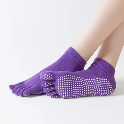 Colorful Anti Slip Silicone Socks Cotton 5 Finger Protector Quick-Dry