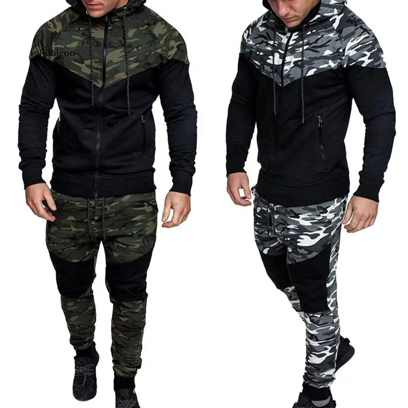 Camouflage Patchwork Jacket+Pants 2Pc