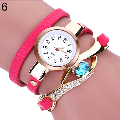 Blue Eye  Faux Leather Bracelet Quartz Wrist Watch