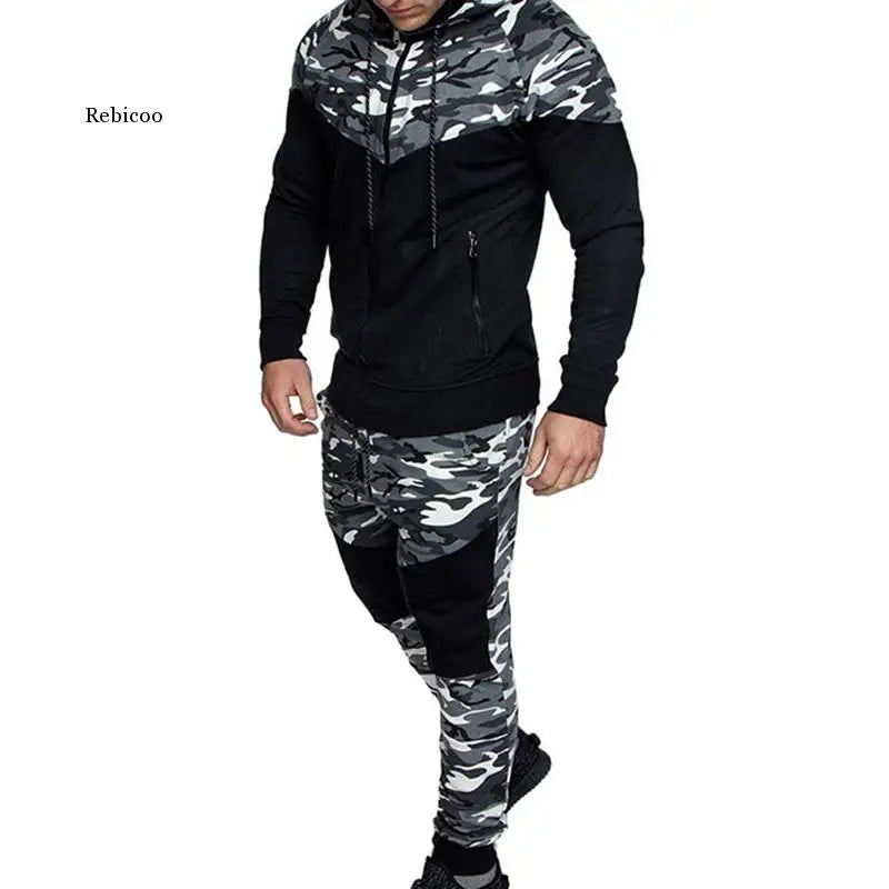 Camouflage Patchwork Jacket+Pants 2Pc