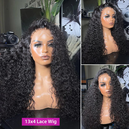 Curly Lace Front 4x4 HD Transparent Lace Frontal Closure Wig