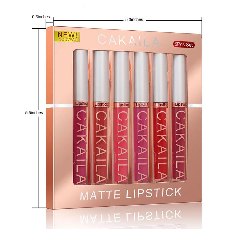 6PCS/SET Liquid Lipstick Matte No-stick