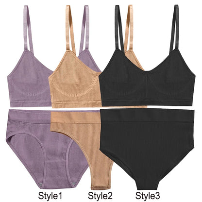 Seamless Underwear Sports Lingerie Brassiere Set Tank Crop Tops