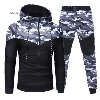 Camouflage Patchwork Jacket+Pants 2Pc