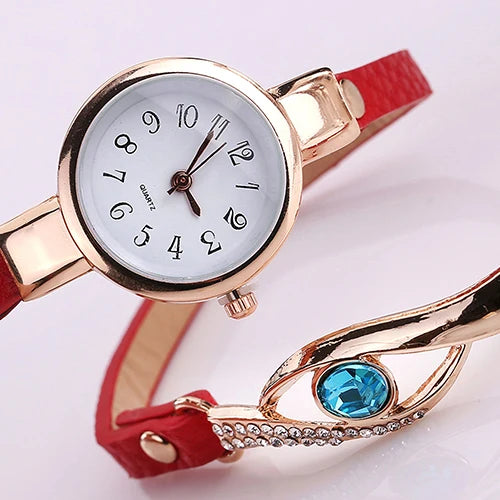 Blue Eye  Faux Leather Bracelet Quartz Wrist Watch