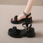 Comfortable Round Toe Open Toe Pearl Chain Buckle Thick Sole Waterproof Platform