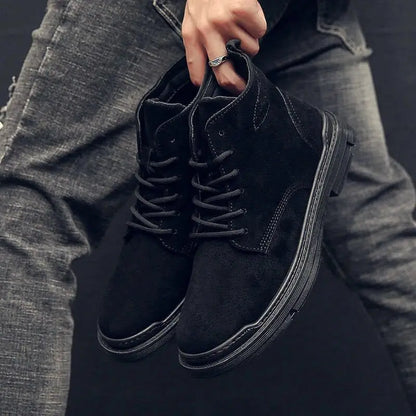 New retro Men's Boots warm mid top casual workwear boots Fashion comfort breathable Light trendy male boots