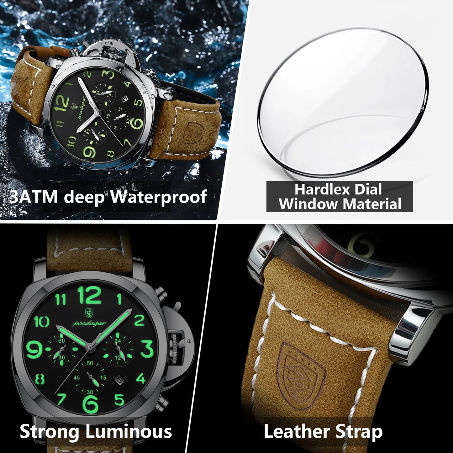 Luxury Waterproof Luminous Leather Man Watch Quartz High Quality Sports Watch