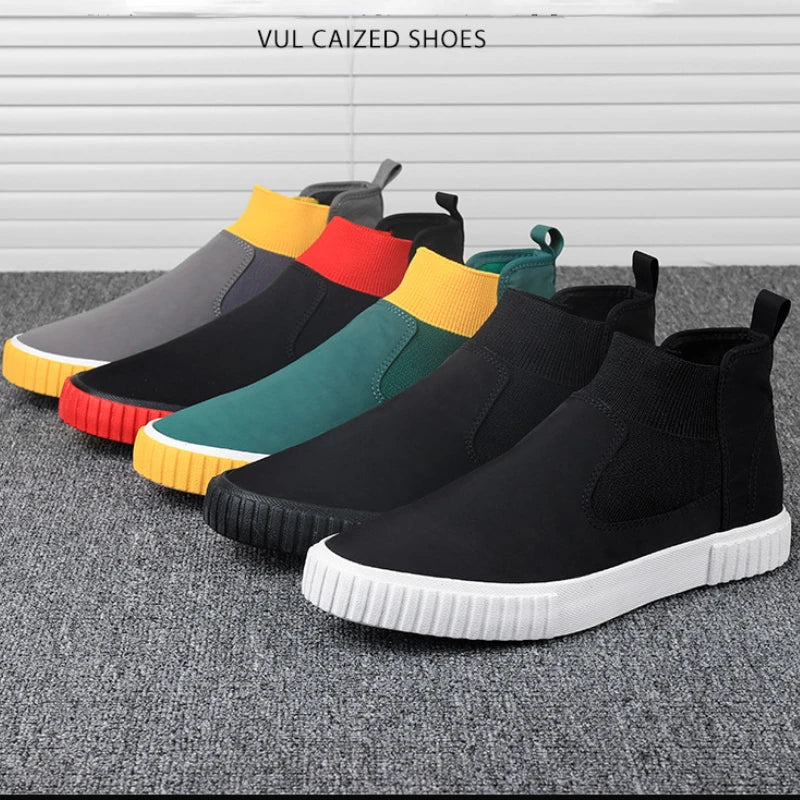 New High Top Men Flats Slip on Casual Shoes