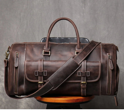 Vintage Genuine Leather Travel bag  Large Luggage duffle bag Tote