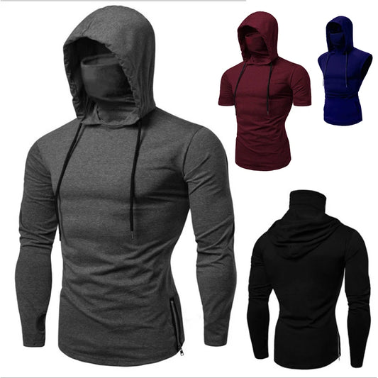 Thin Hoodie Long Sleeve Hoodies With Mask Sweatshirt Casual Splice Large