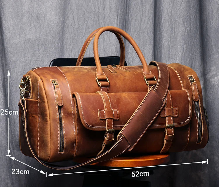 Vintage Genuine Leather Travel bag  Large Luggage duffle bag Tote