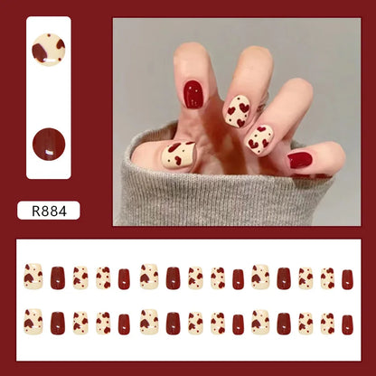 24 Pcs Press on Nails Glossy Reusable Nails