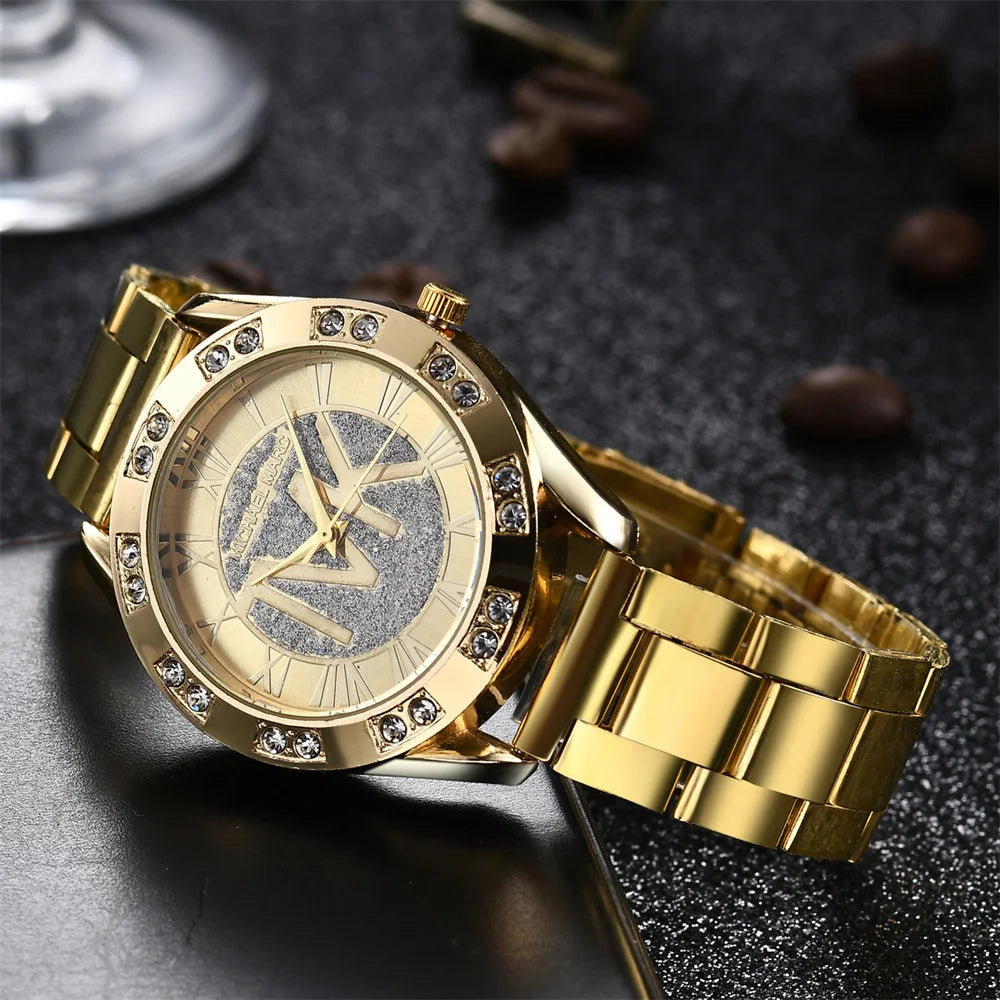 Women's TVK Quartz Watch Stainless Steel Gold Wristwatch