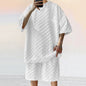 Fashion Men'sr O-neck Knitted Top and Shorts Set, Classic American Oversize Casual