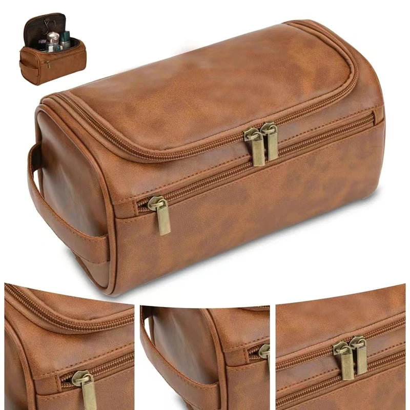 Leather Toiletry Dopp Kit Cosmetic Bag for traveling