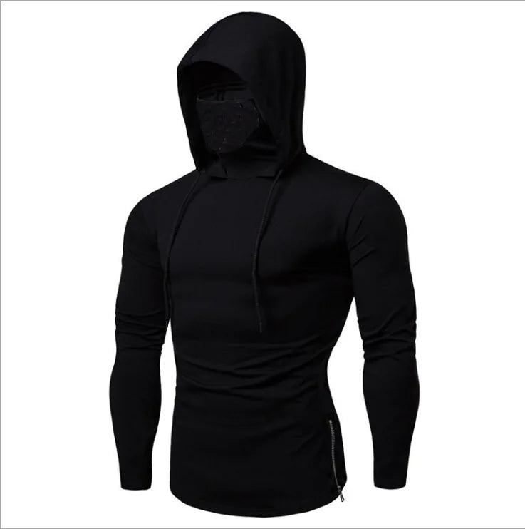 Thin Hoodie Long Sleeve Hoodies With Mask Sweatshirt Casual Splice Large