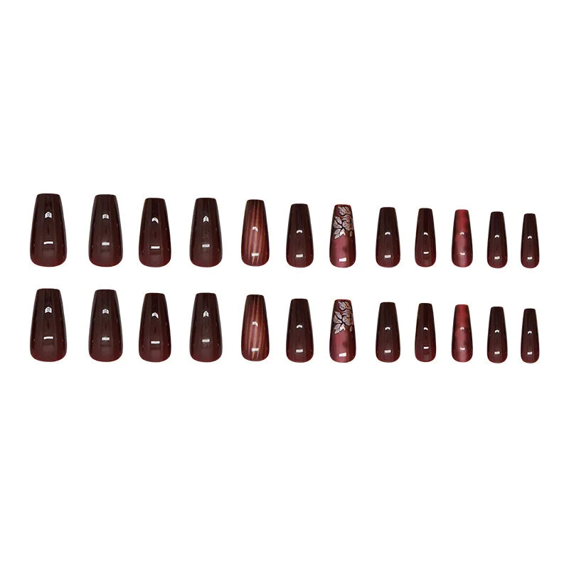 24 Pcs Press on Nails Glossy Reusable Nails