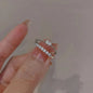 2PCS Crystal Crown Adjustable Ring