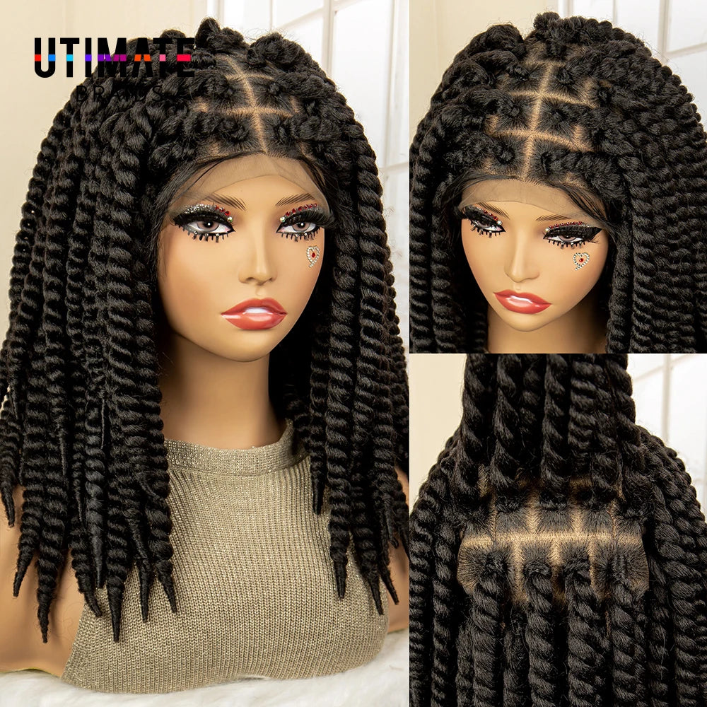 Synthetic Twisted Braided Full Lace Knotless wigs