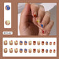 Caramel Flower 24 Pcs Press on Nails Pink Gradient  Glossy Artificial  Reusable Nails