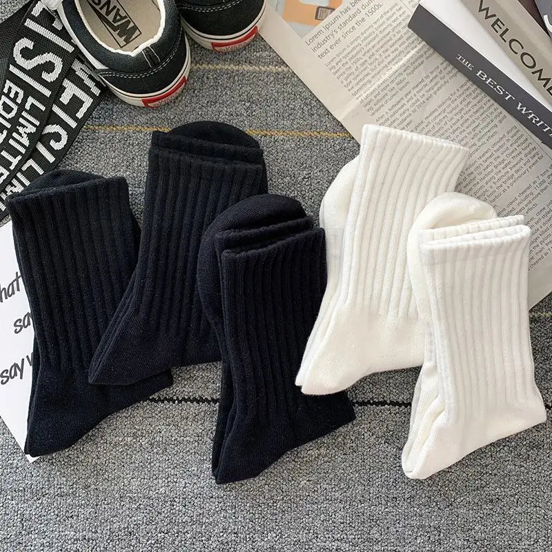 5 Pairs Cool Men Black White Warm Socks Set