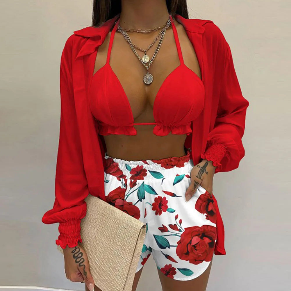 Bohemia Beach Summer Women Clothing Outfits 3 Pcs Sets