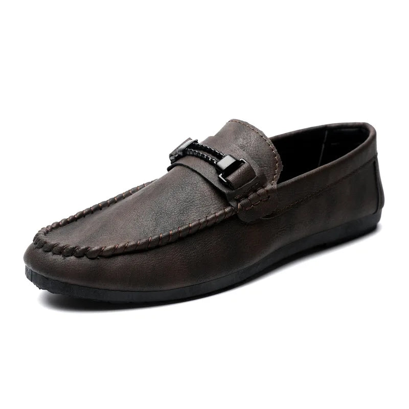 Mens Genuine Leather Loafers Flats Moccasin