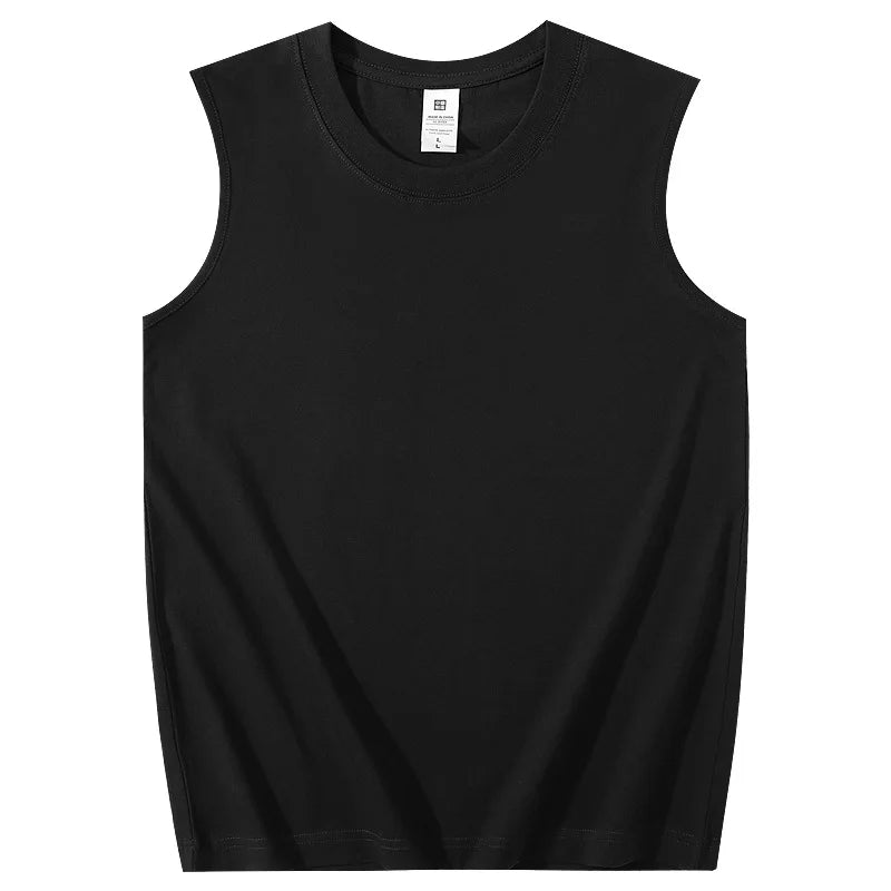 Heavy Pure Cotton Men's Sleeveless  Solid Color vests