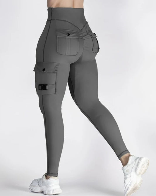 Casual Sporty Women's Cargo Pants Design  High Waist High Elastic Leggings