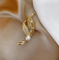 Golden Tulip Flower Imitation Pearl Brooch