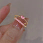 2PCS Crystal Crown Adjustable Ring