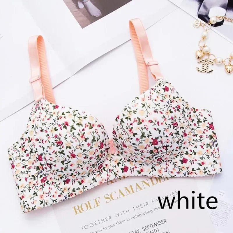 Floral Print Seamless Push Up Bras One-Piece Underwear