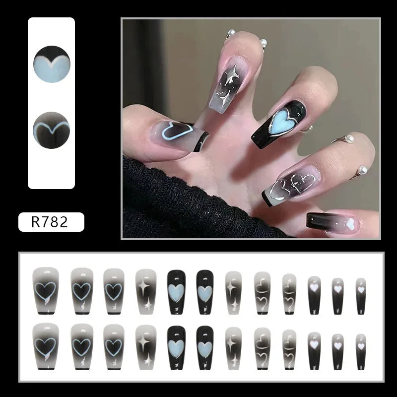 24 Pcs Press on Nails Glossy Reusable Nails