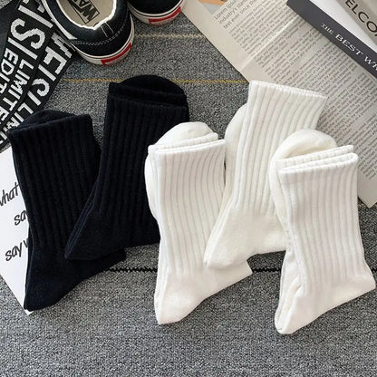 5 Pairs Cool Men Black White Warm Socks Set