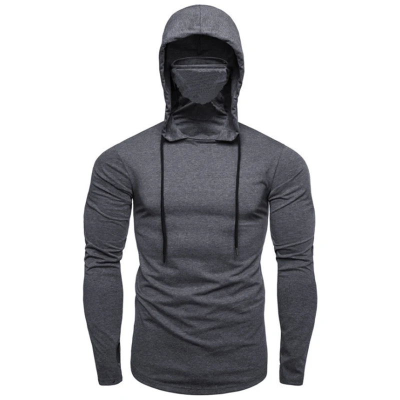 Thin Hoodie Long Sleeve Hoodies With Mask Sweatshirt Casual Splice Large