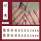 Caramel Flower 24 Pcs Press on Nails Pink Gradient  Glossy Artificial  Reusable Nails