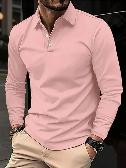 Classic men's simple solid color lapel POLO shirts