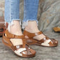 Cross-tied Platform Beach Waterproof Slip on Leather Sandals