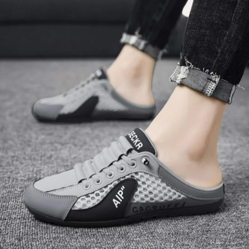 Casual Men Half Summer Slippers For Men  Breathable Soft Sole Shoes