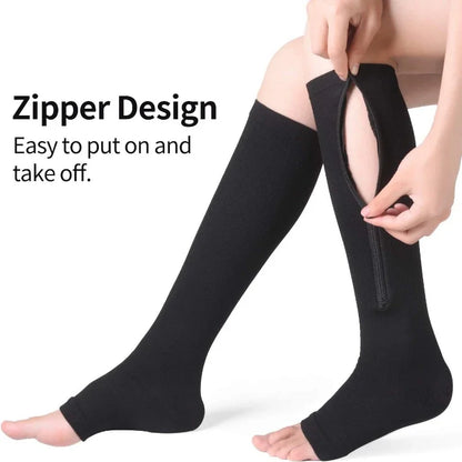 Medical Zipper Compression Closed Toe Pressure Stocking for Edema Varicose Veins