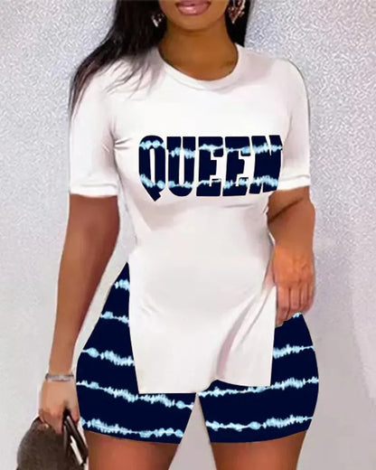 Two Piece Shorts Sets Round Neck Short Sleeve T Shirts