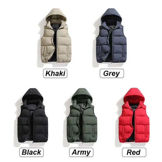 Thickend Cotton Sleeveless Vests Jacket Coat  Detachable Hat Outwear