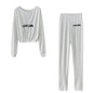 European and American Plus Size Ribbed Embroidery Sport Casual Suit Plus Size