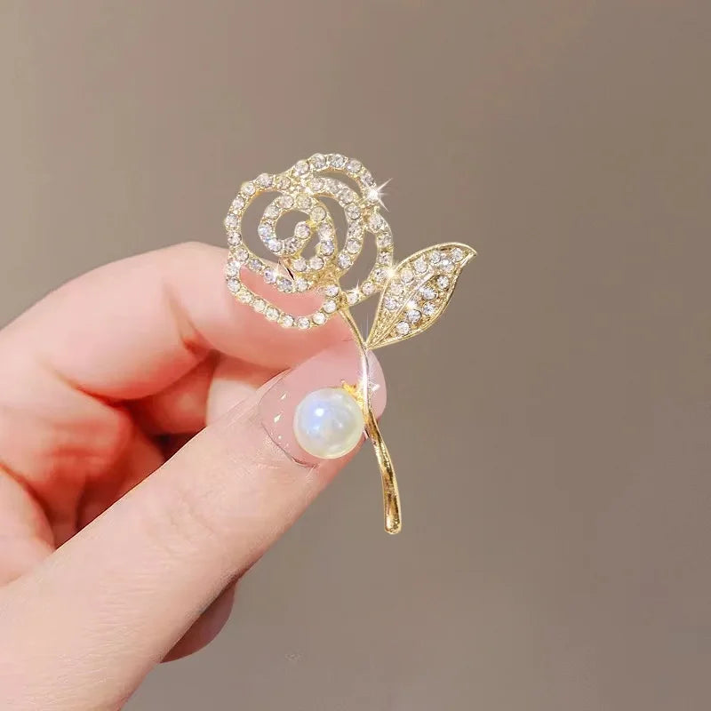 Golden Tulip Flower Imitation Pearl Brooch